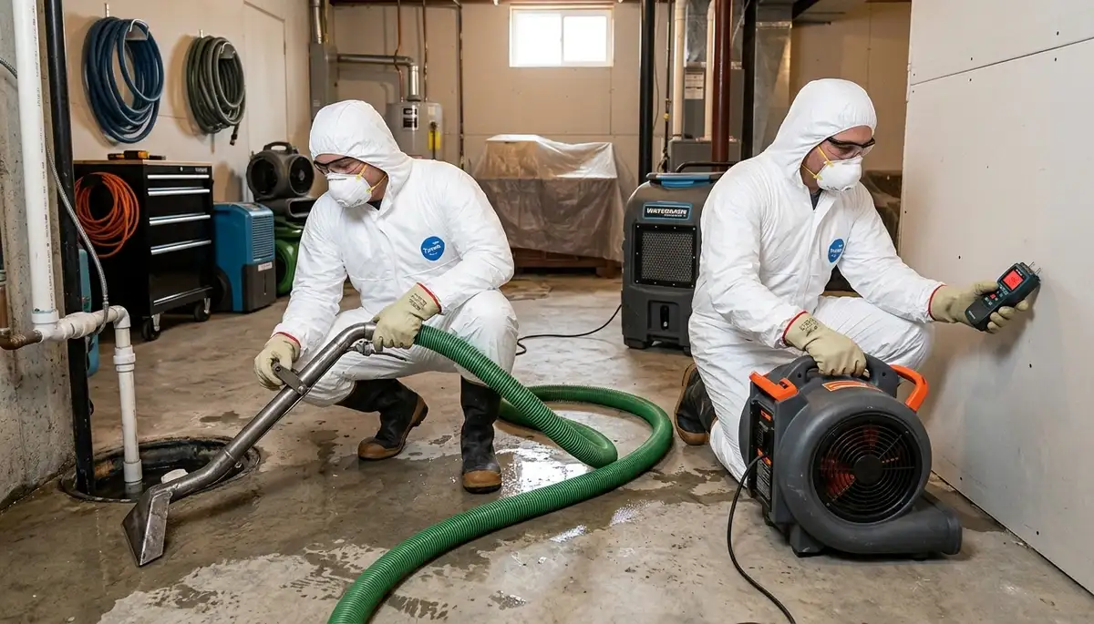 Basement flood cleanup in High Point, NC for fast water damage restoration and moisture removal