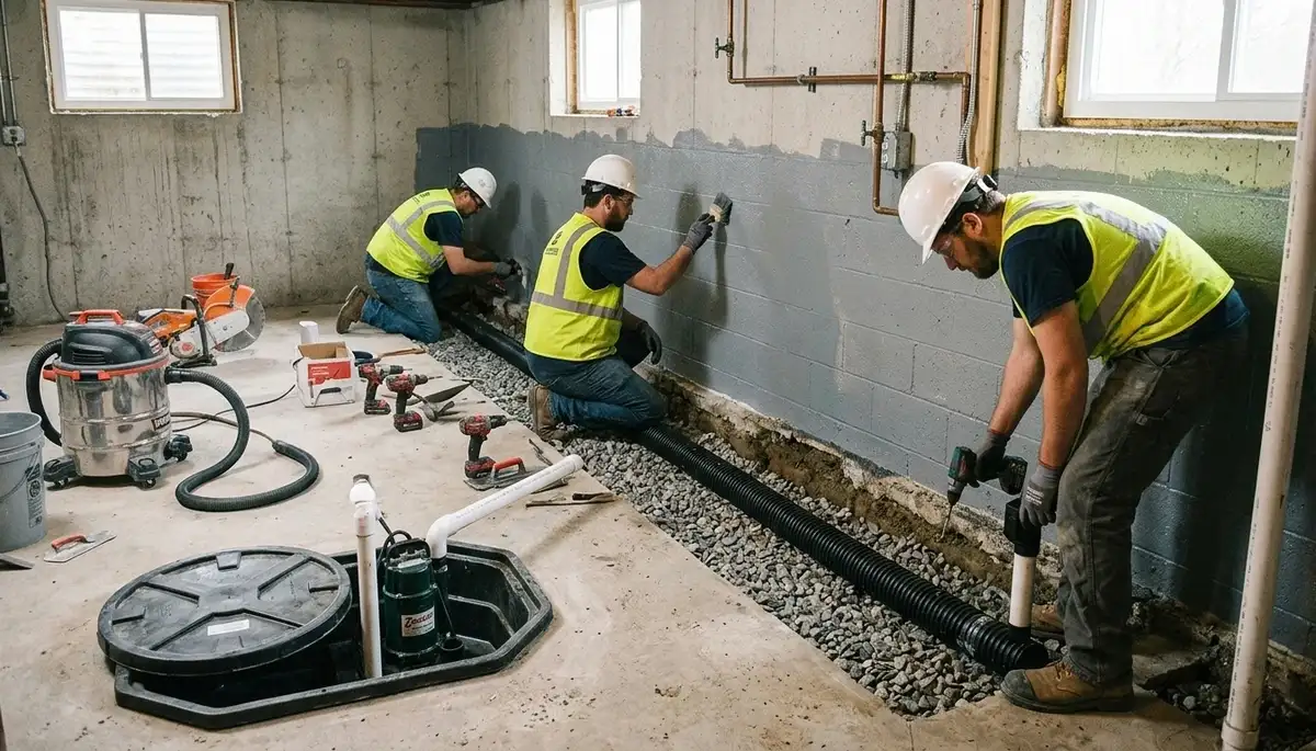 Basement waterproofing service in High Point, NC for water damage prevention and moisture control