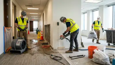 Commercial water damage restoration crew serving High Point, NC with 24/7 emergency cleanup