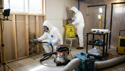 Mold removal technician inspecting water damage in a High Point, NC home