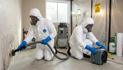 Mold removal technician inspecting water damage in High Point, NC home