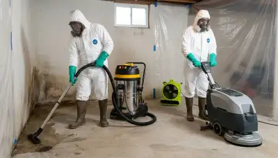 Sewage cleanup technicians in High Point, NC restoring a contaminated home after raw waste damage
