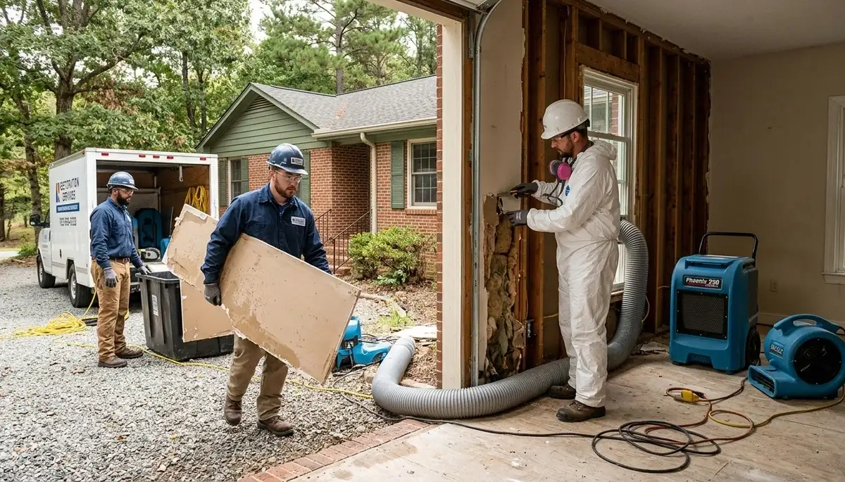 Water damage restoration team serving High Point, NC for emergency cleanup and repair