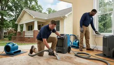 Water damage restoration team in High Point, NC providing emergency cleanup and drying services