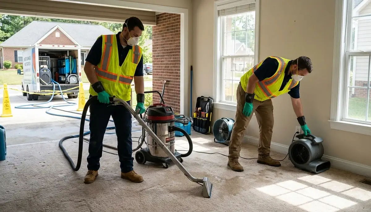 Water damage restoration team in High Point, NC providing emergency cleanup and drying services