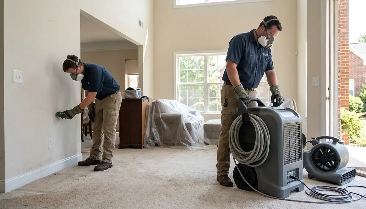 Water damage restoration team in High Point, NC providing professional cleanup and repair services
