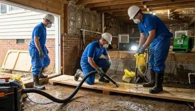 Water damage restoration team serving High Point, NC on a local water damage cleanup job