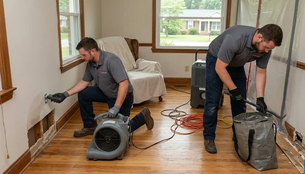Water damage restoration team in High Point, NC providing emergency cleanup and repair services