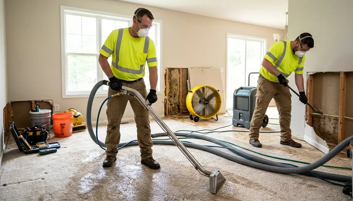 Water damage restoration team in High Point, NC providing 24/7 water removal and cleanup