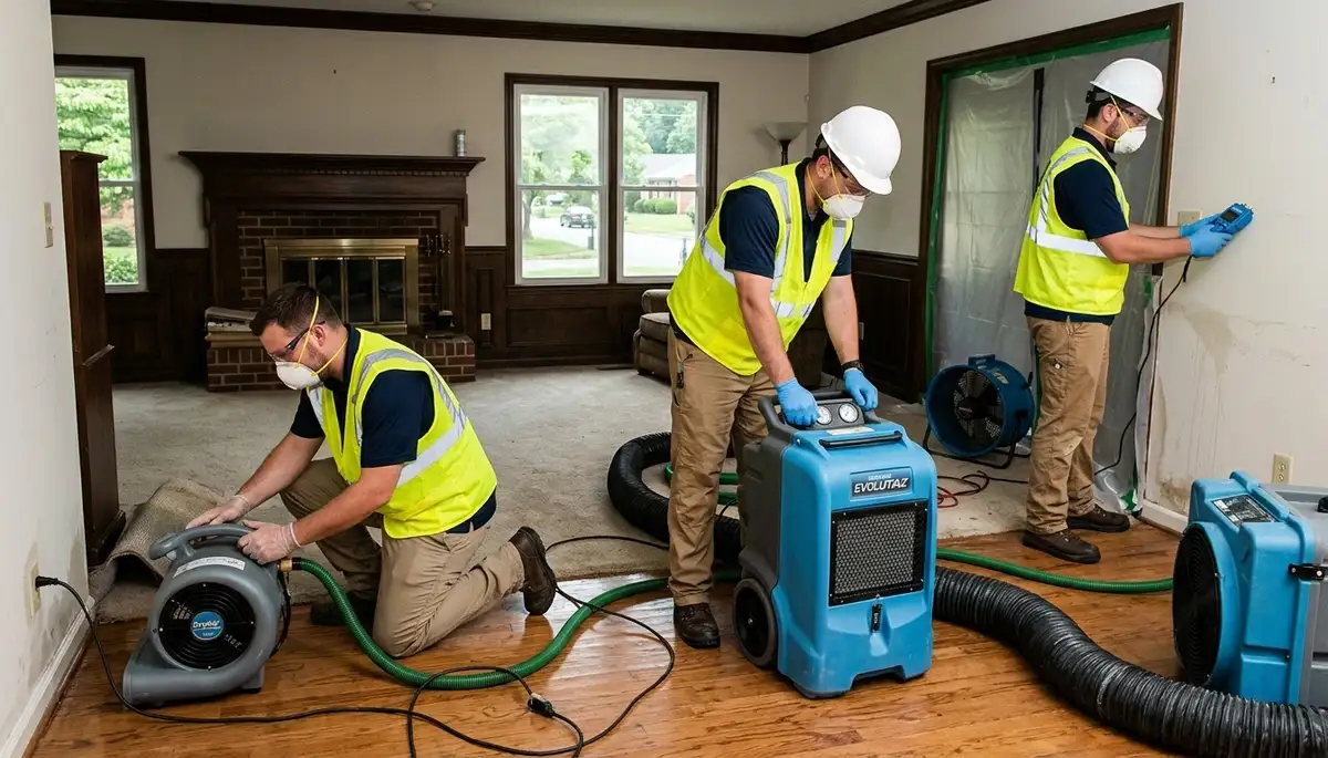 Water damage restoration team in High Point, NC providing professional cleanup and drying services