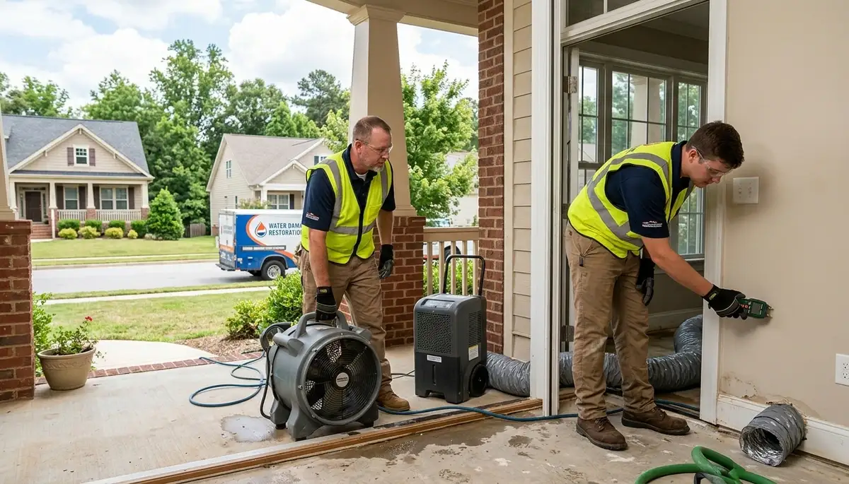 Water damage restoration team in High Point, NC providing professional cleanup and drying services