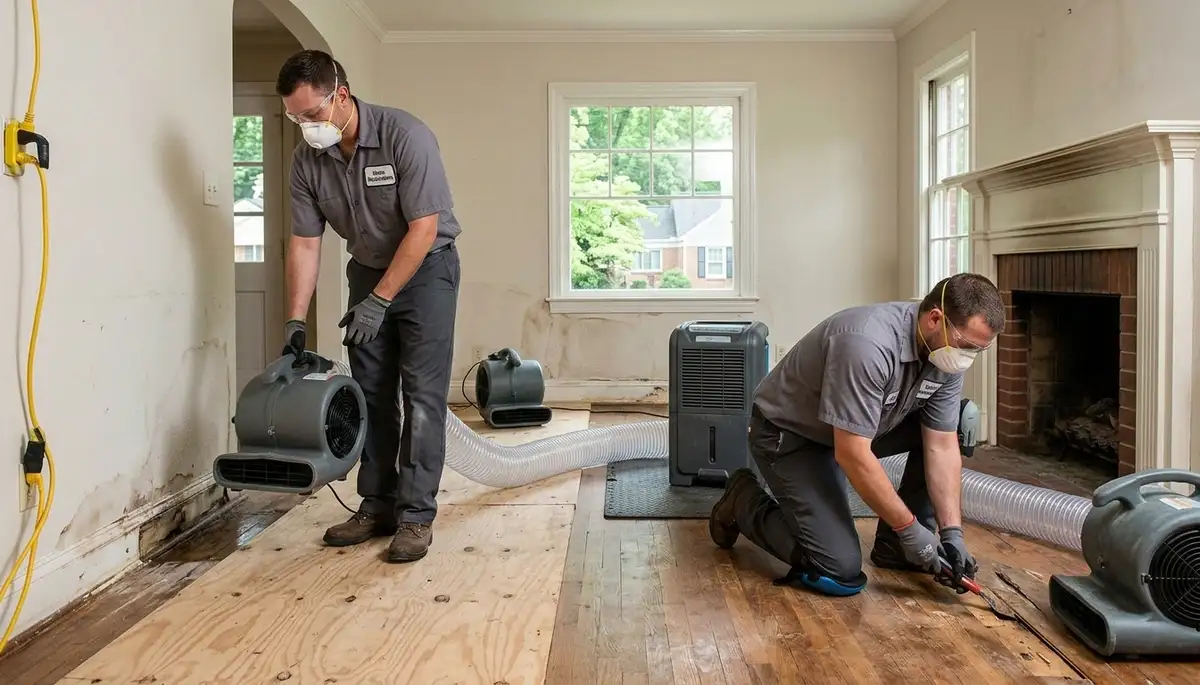 Water damage restoration team in High Point, NC providing emergency cleanup and drying services