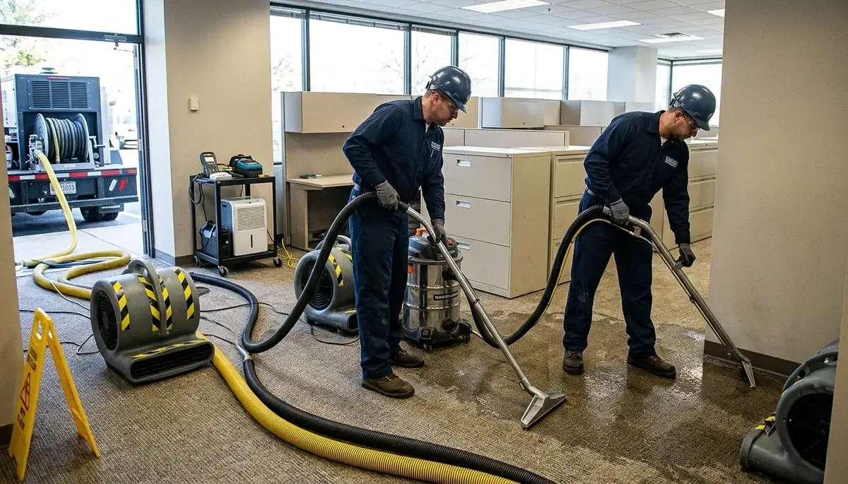 Water extraction service in High Point, NC removing standing water from a flooded home